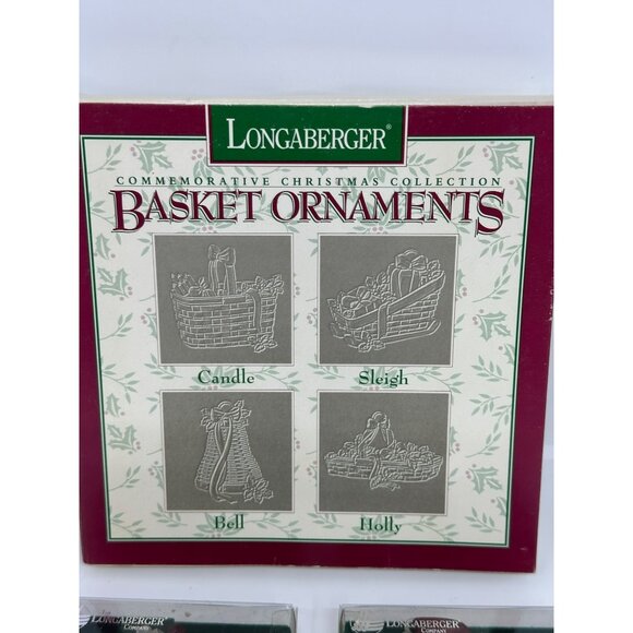 VTG Longaberger Christmas Basket Ornaments Set | Candle, Sleigh, Bell, Holly NEW - Picture 10 of 10